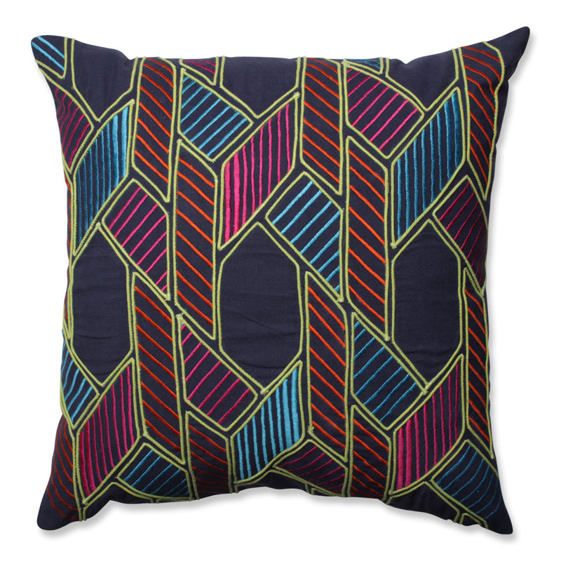 Embroidered Cotton Reversible Throw Pillow