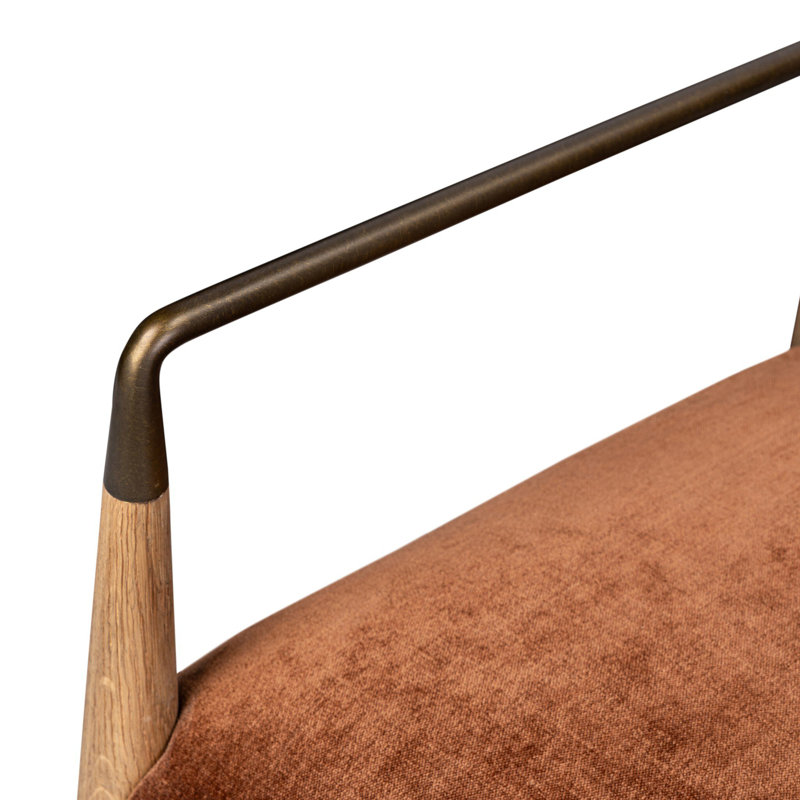 Waldon Stool, Counter Stool (27.68" Seat Height), Altair Sienna/Polyester, Drifted Oak/Brushed Brass