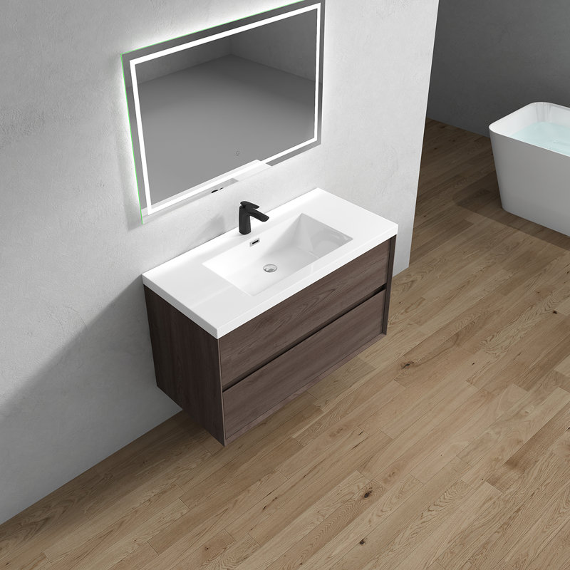 Ensemble de meuble-lavabo simple mural 42 po Seavy, Rouge