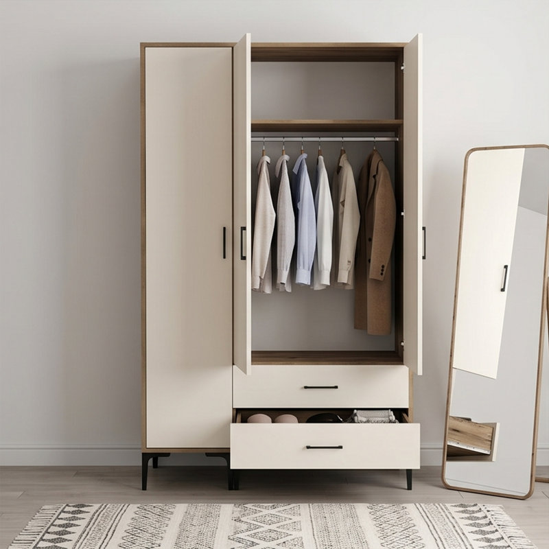 Armoire Ayreanna, Noyer, crème