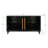 Handcrafted Premium Grain Panels,Rattan Sideboard Buffer Cabinet With 4 Rattan Doors, Modern Storage Cupboard Console Table With Adjustable Shelves For Living Room(Antique Dark  Gray)