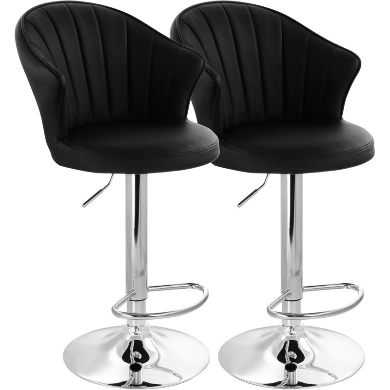 Tabouret de comptoir pivotant à hauteur réglable avec structure en métal 2 pièces Levane