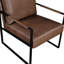 Chaise brune en similicuir pour le salon, avec rembourrage d'appoint confortable à structure en métal-46361038