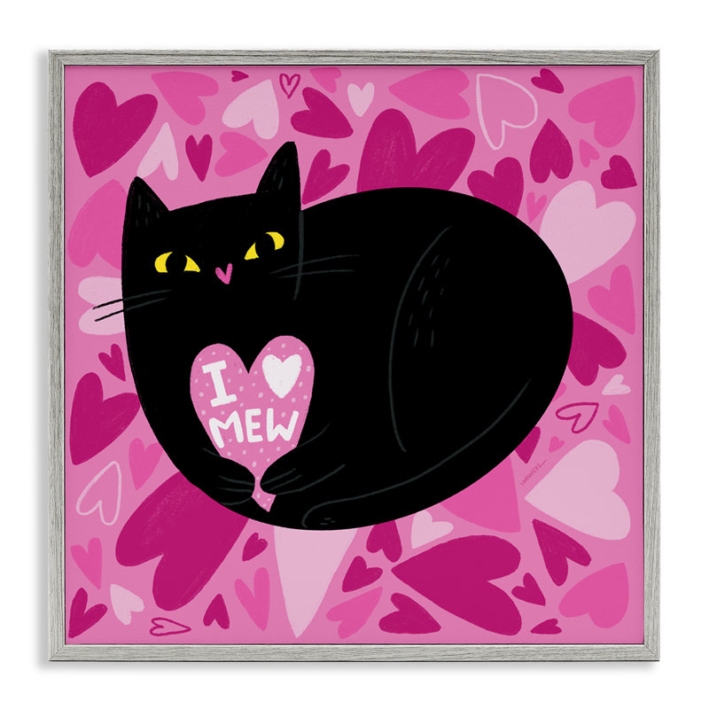 «I Love Mew Black», art de la giclée encadrée par Leeza Hernandez, H 12 po x l 12 po, Estampe numérique Farmhouse