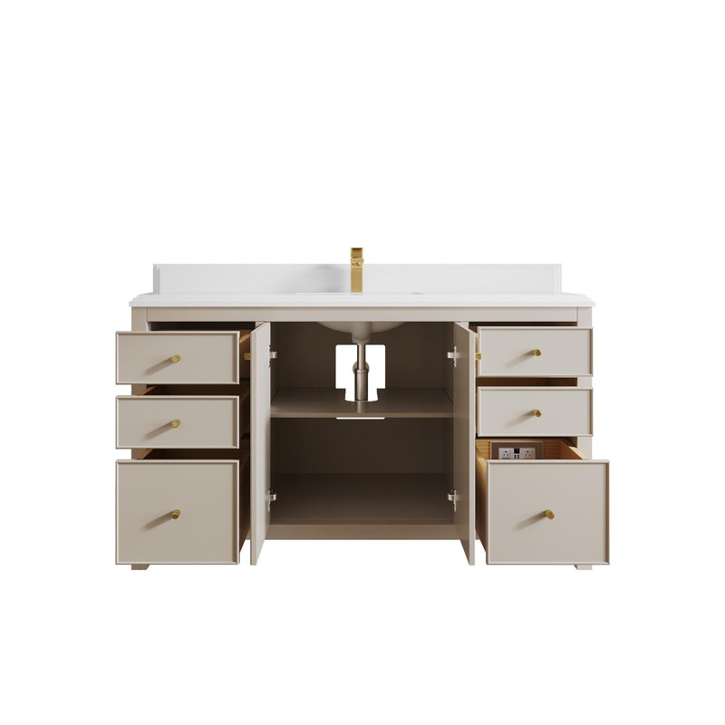 Meuble-lavabo simple 60 po avec plateau Chicago, Blanc