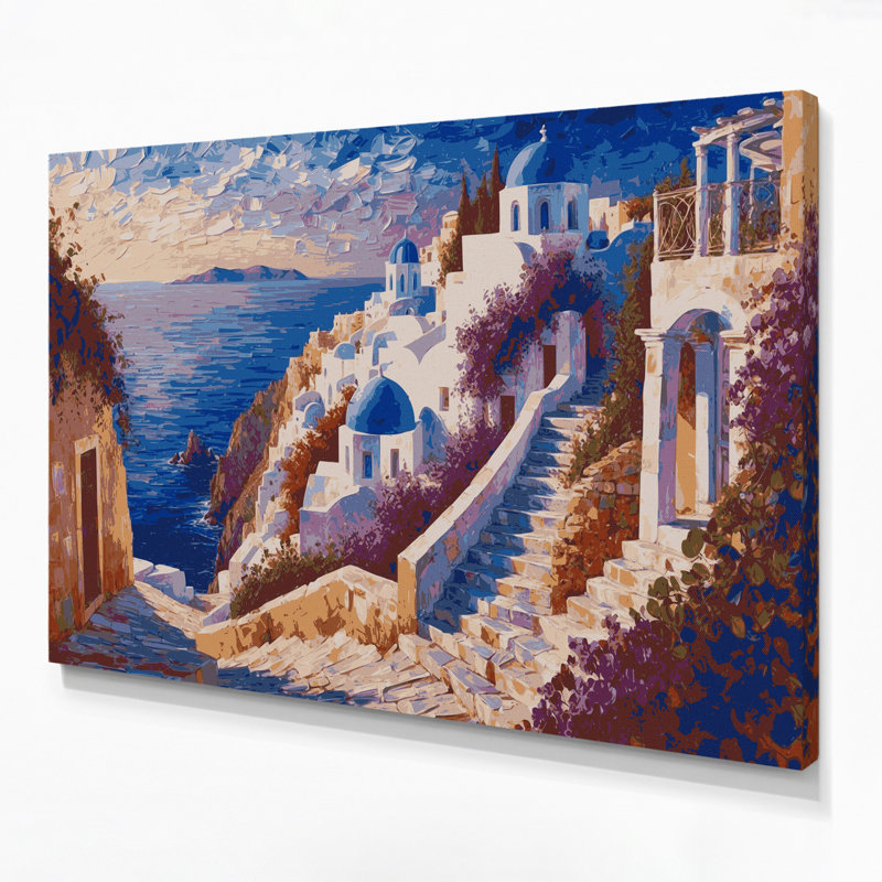 Art mural sur toile, villes, Crète, Grèce mauve, H 20 po x l 24 po