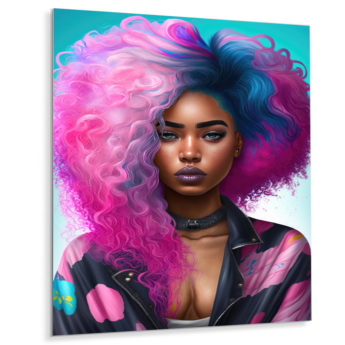 Latitude Run® Pink And Blue African American Woman II - Contemporary ...
