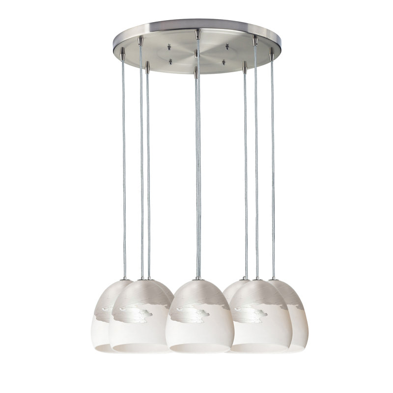 Lustre en dôme à 8 lumières Ombre, H 108 po x l 18 po x P 18 po, Blanc/argenté, Cordon tressé en nickel