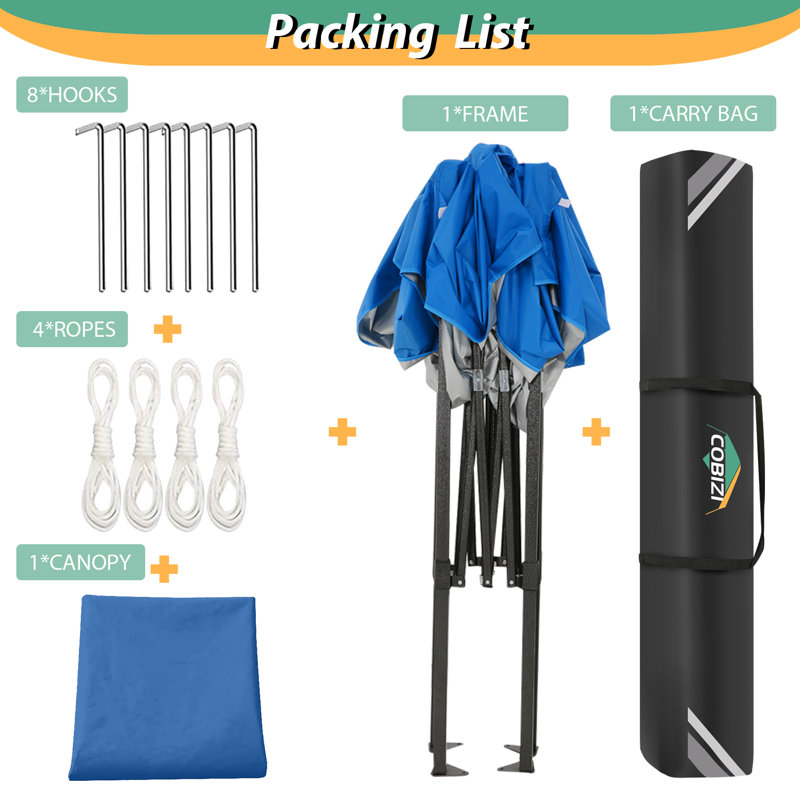 2 x 2m Steel Canopy, Blue