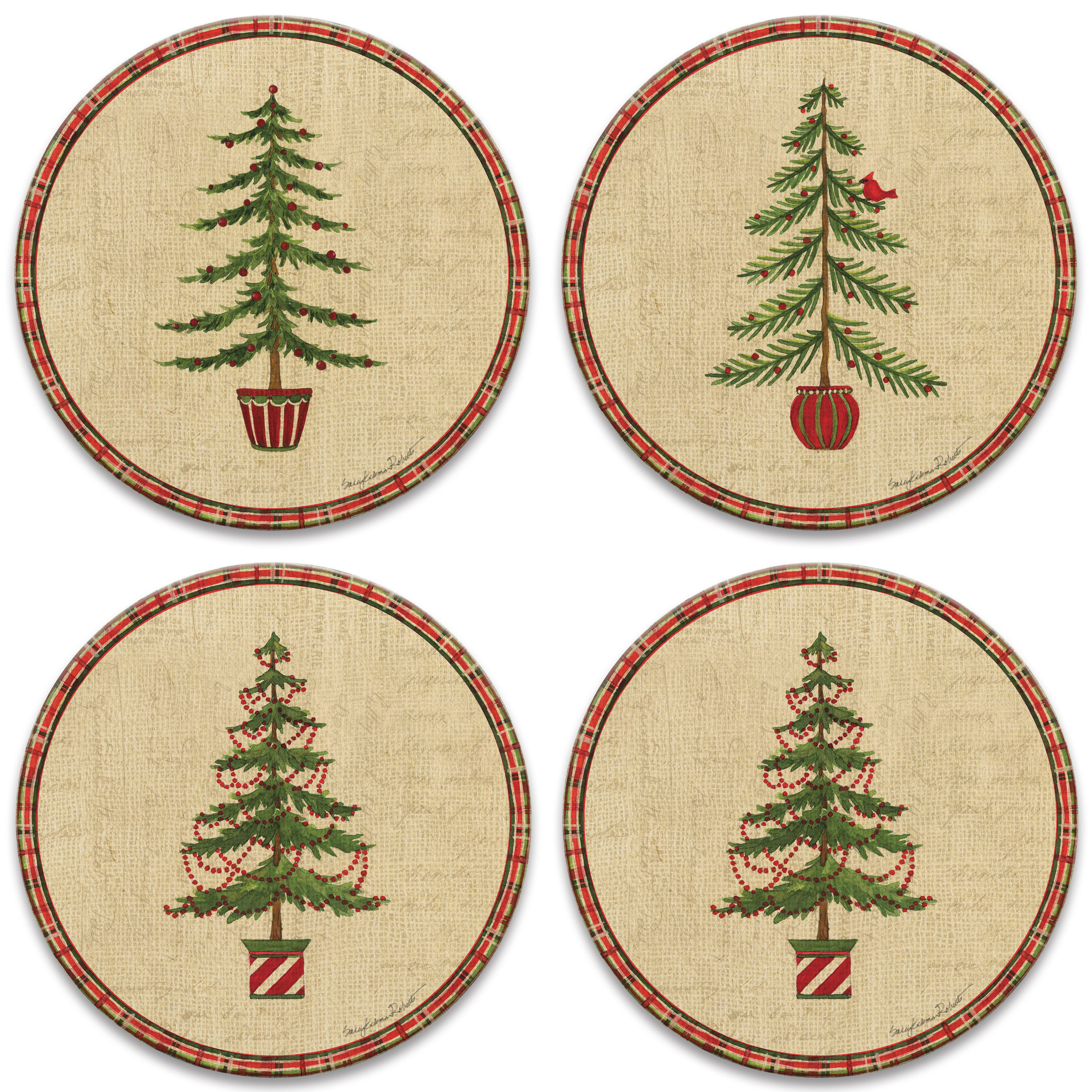 The Holiday Aisle Stoneware Round 4 Piece Coaster Set Wayfair