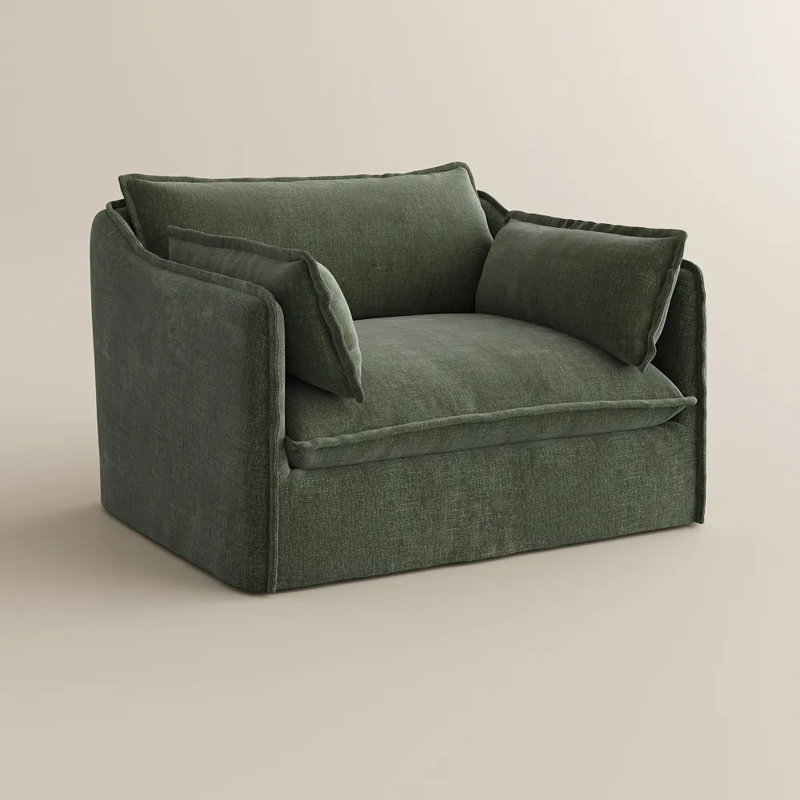 Canapé Luna-Beige avec housses amovibles, H 35 po x l 49,8 po x P 40,2 po, Vert