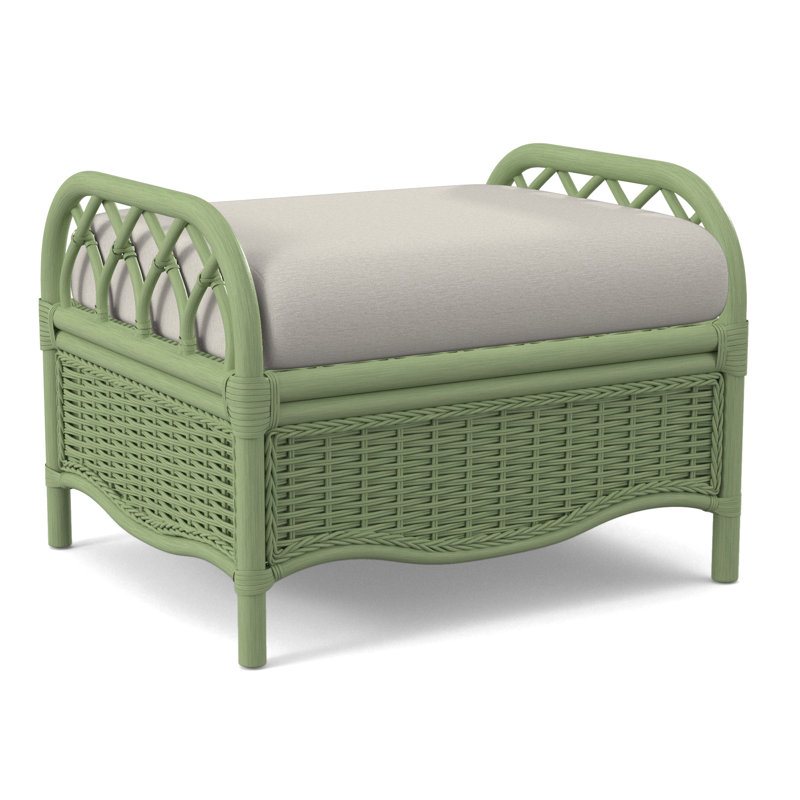 Everglade Ottoman, Celery, White Performance Fabric; 0851-94