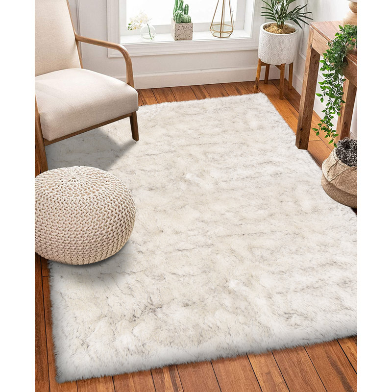 Macie-Rose Faux Sheepskin Indoor Rug, Rectangle 3' x 4'