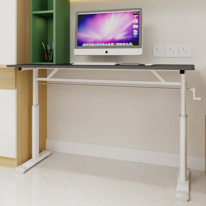 Adjustable Study Desk Suitable For Children And Adults, Height-Adjustable, Multifunctional Home Office Desk, Compact Design, Desktop Dimensions: 60Cm × 120Cm, White Frame