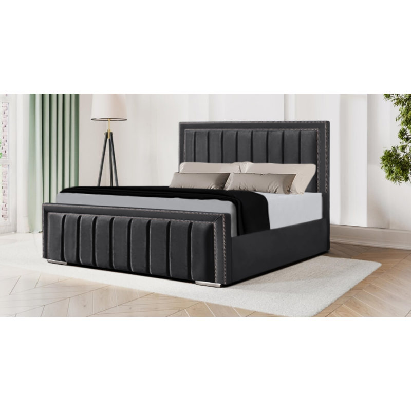 Devisha Upholstered Bed, Steel Grey, King