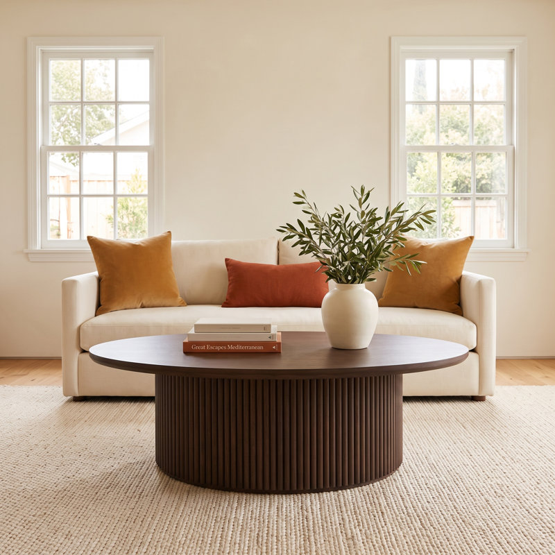 Chessa Solid Wood Top Coffee Table, Dark Brown
