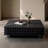 32" Modern Square Coffee Table with Grid Lattice Design and 2 Storage Drawers, Low Profile Black Media Table
