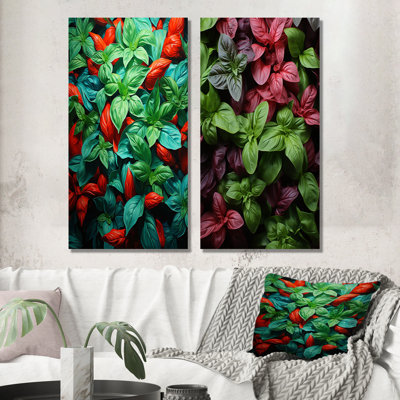 Herbs Basil Vibrance II - Herbs Canvas Art Print Set Of 2