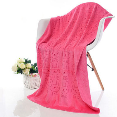 Bath TowelsMicrofiber Bath Towel Water Absorbent Cartoons Rabbits Head Printed Beach Towel Adult Towel Soft Non-shedding Bath Towel