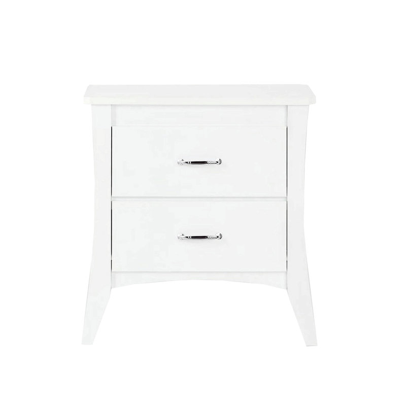 Table de chevet en bois aggloméré avec deux tiroirs au fini blanc