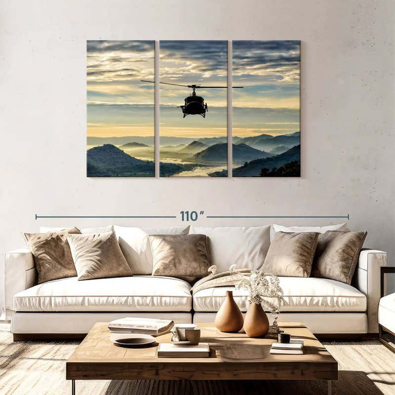 Mehar Helicopter Over Valley, 48" H x 74" W