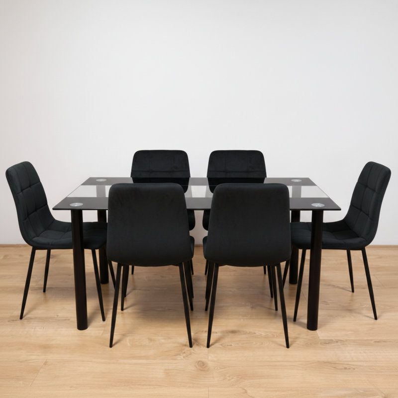 6 - Person Dining Set, Black, Black