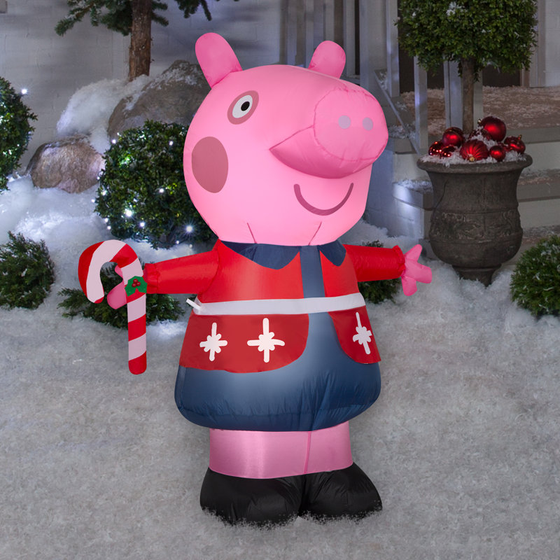 Christmas Inflatable Peppa Pig in Red Holiday Sweater
