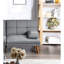 Fauteuil en polyfibre bleu gris avec support en bois massif et pieds de siège confortables pour l'espace de vie principal