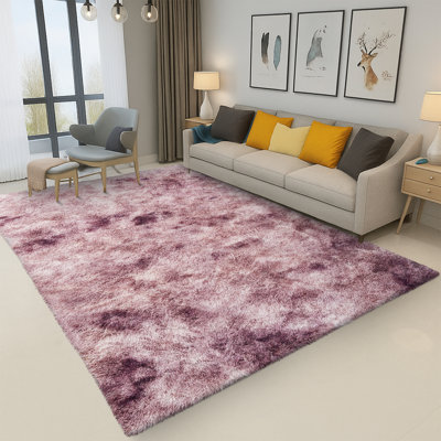 Standard Shag Area Rug Tye Dye Soft Fluffy Carpet