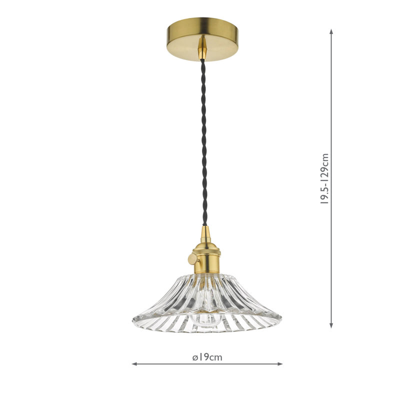 Hadano 1LT SUSPENSION WITH CLEAR FLARED SHD, Natural Brass