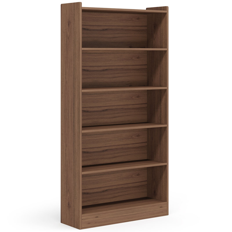 72" H X 35.4"W Tall Bookcase, 6-Tier, Brown, Brown
