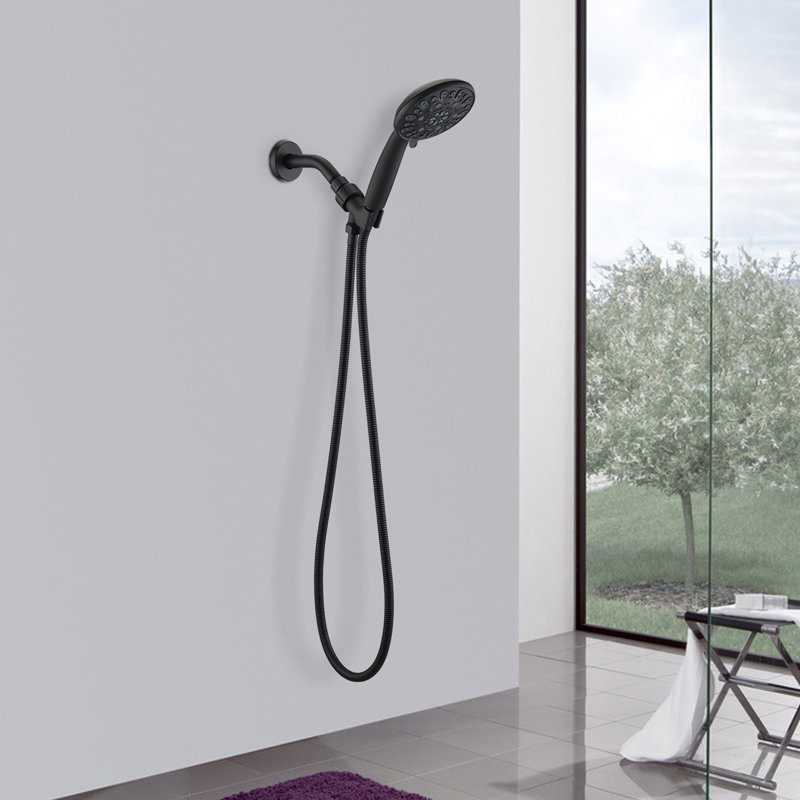 Robinet de douche multifonction noir mat à haute pression avec robinet à main