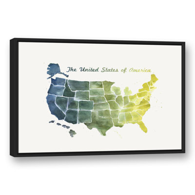 Watercolor United States Map, reproduction d'art sur toile