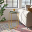 Solid Marble-Top 15.5″ Round End Table – Gold Metal Base, Modern Small Side Table, Accent / Drink Table
