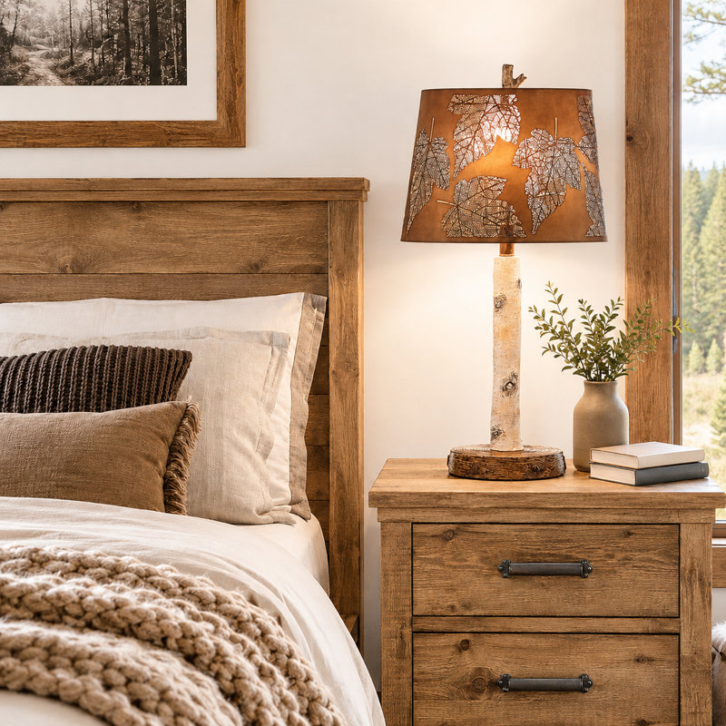 27.25" Resin Table Lamp With Brown Shade