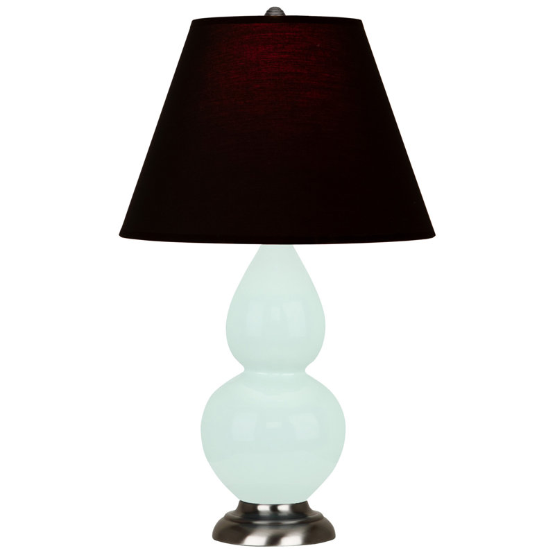 Petite lampe d'appoint à double gourde, Encre noire / rose rouge, Menthe glacée, Argent antique