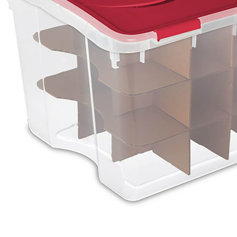 Sterilite 6 Pack 48 Quart Hinged Lid 270 Total Holiday Ornament Storage Boxes