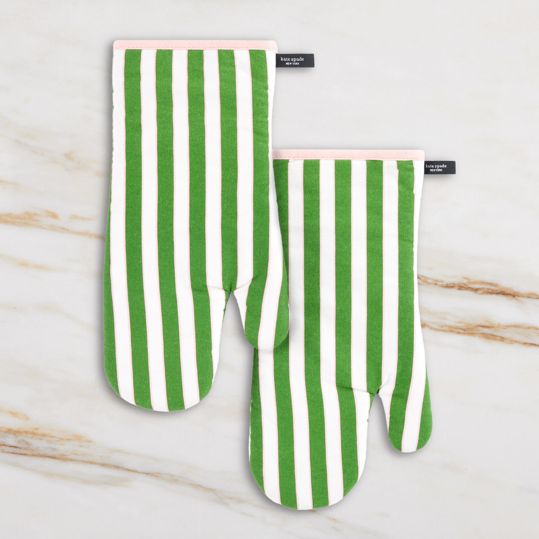 Kate Spade New York Loop And Dot Striped Cotton Oven Mitt Set Set (Set of 2) kate spade new york 