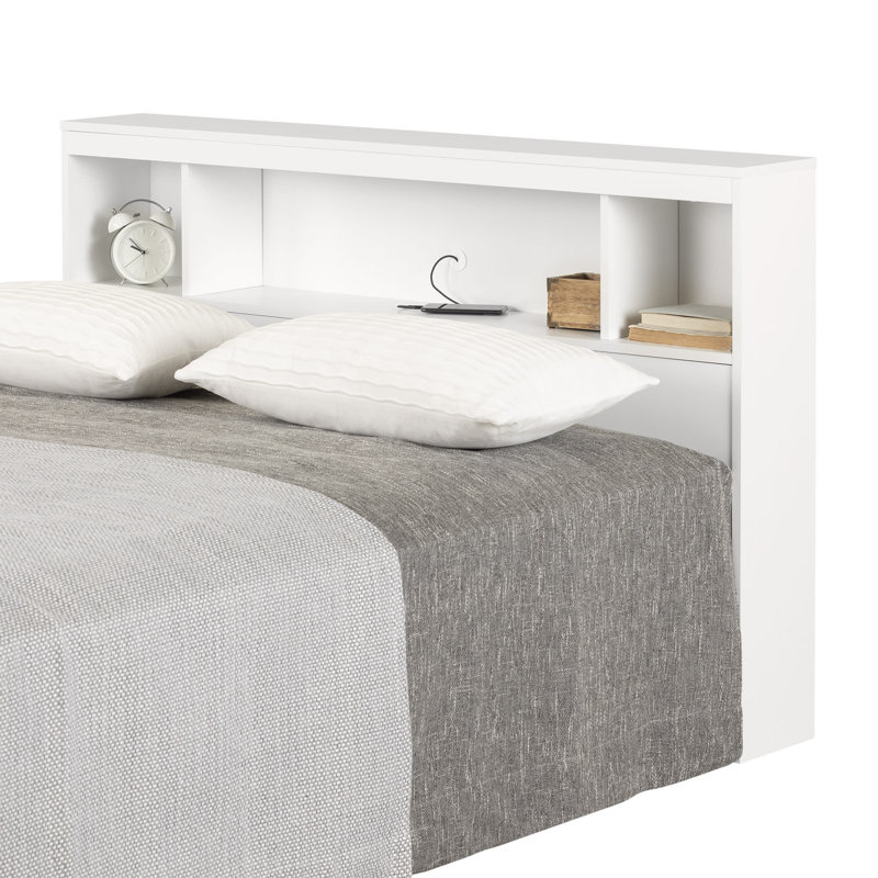 Pure White Fusion Full Bookcase Headboard with Storage