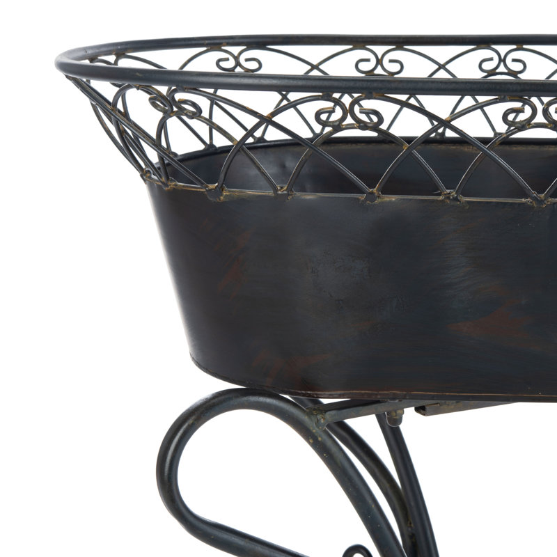 Elmo Metal Pot Planter, Black Rust