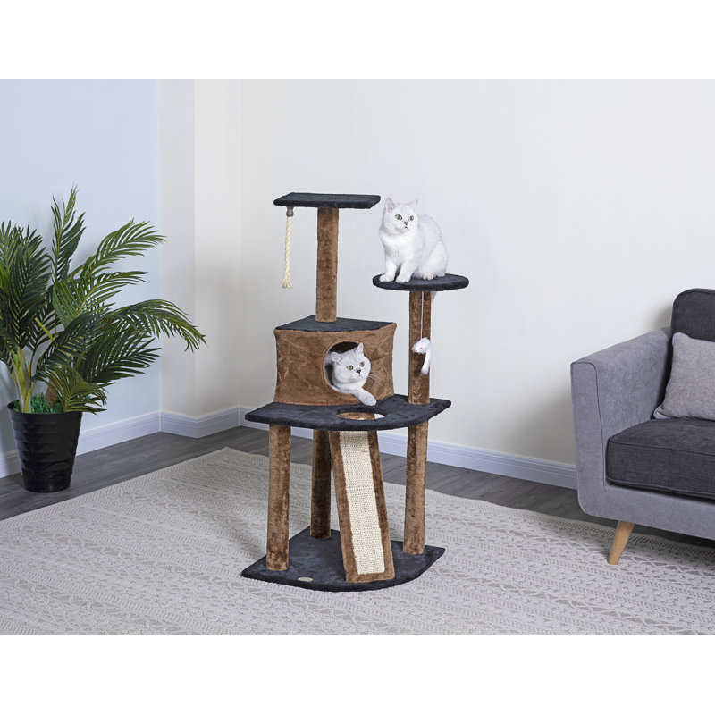 46.75'' H Cat Tree, Black/Brown