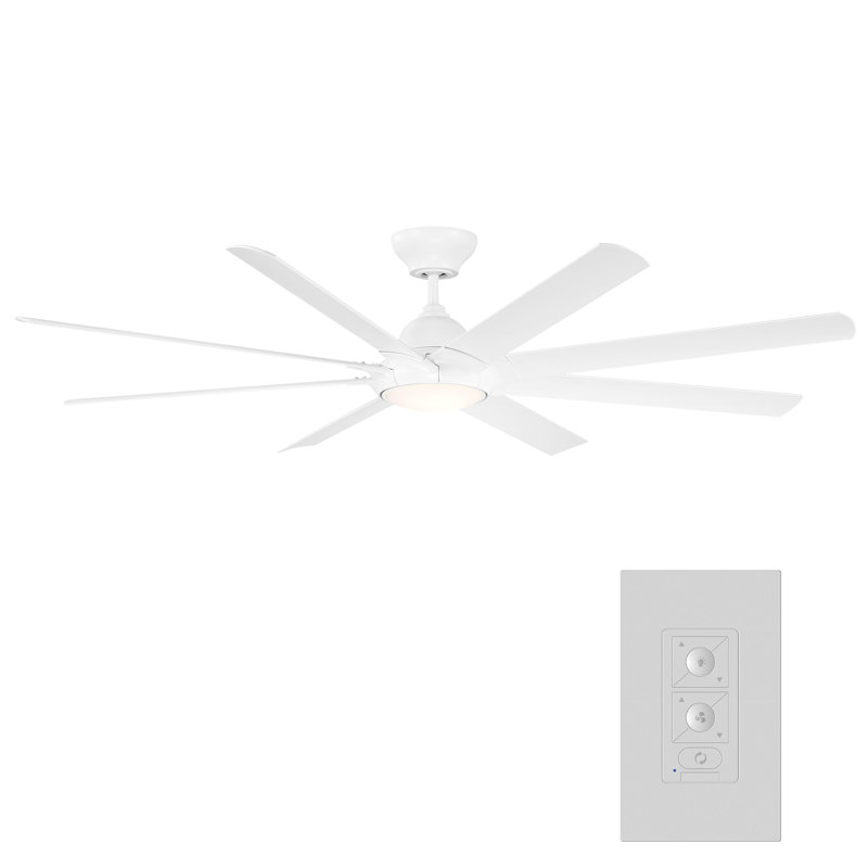 Hydra 8 - Blade Outdoor LED Smart Standard Ceiling Fan with Wall Control and Light Kit Included, Works With Alexa and iOS or Android App