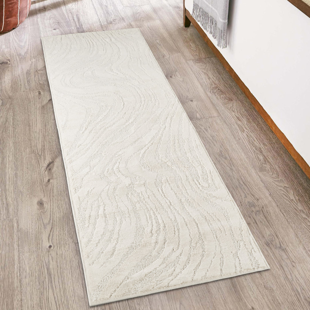Hamilton Modern Metallic Sheen Area Rug - Polypropylene Weaving - Jute Backing - Marble Inspired Design Rugs, Cream