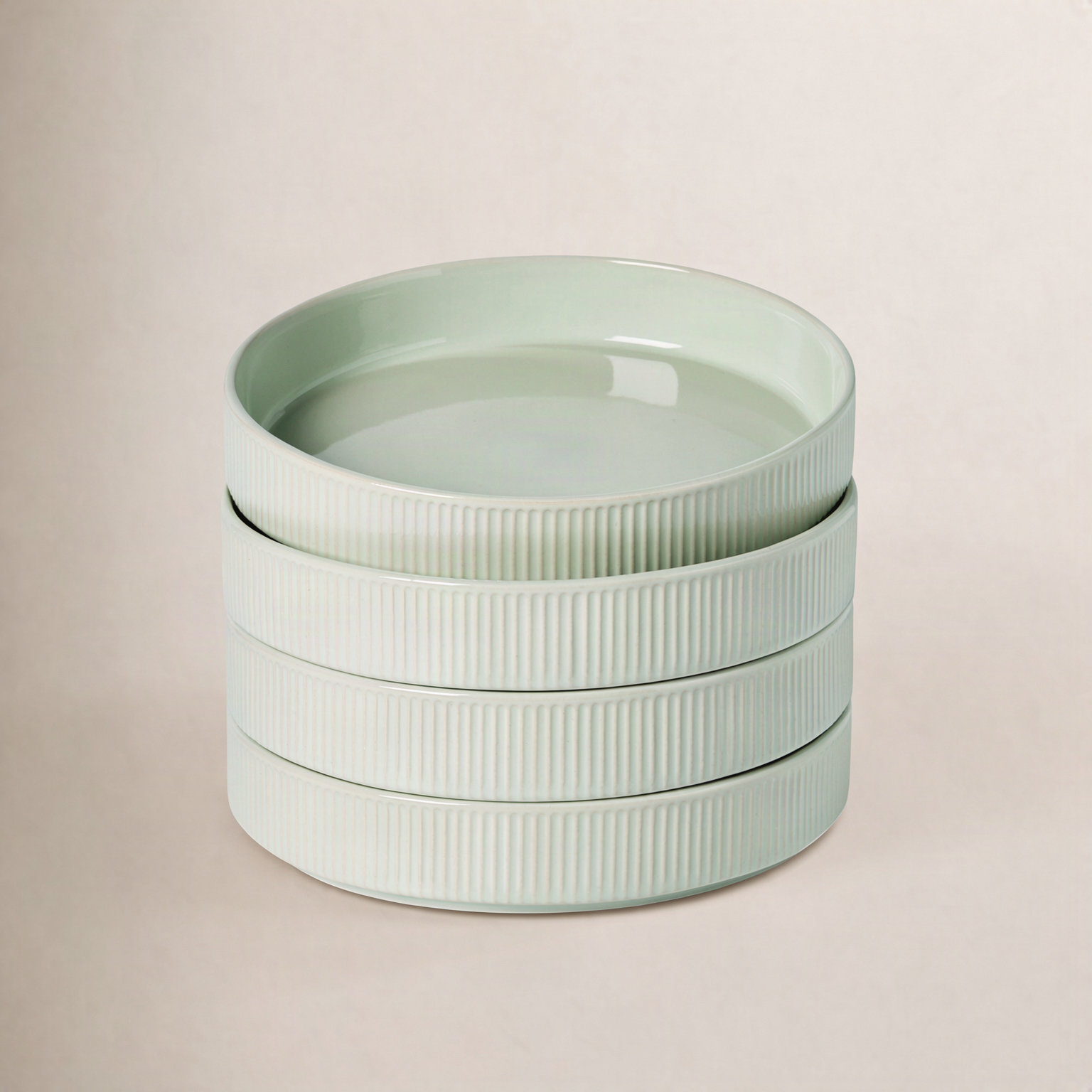 Stoneware Pasta Bowl, Light Green
