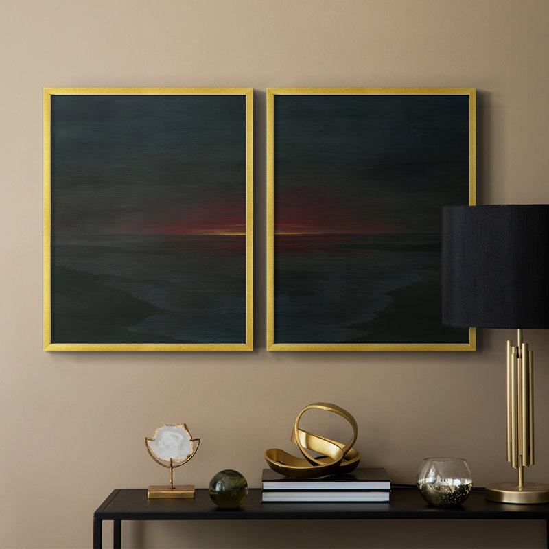 «Red Nightsky I», reproduction encadrée de qualité supérieure - prête à être accrochée - aucun clou requis - aucun clou requis