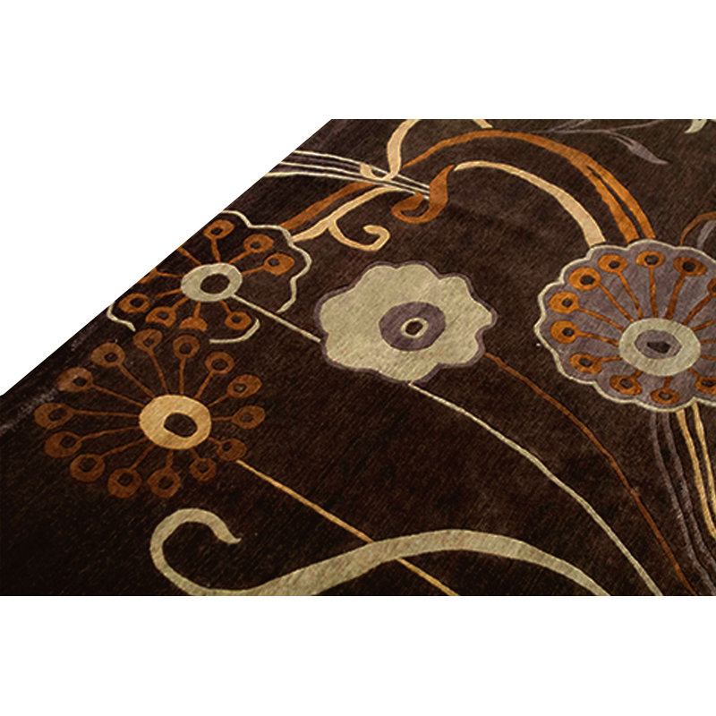 Floral Area Rug in Dark Brown/Yellow/Ivory