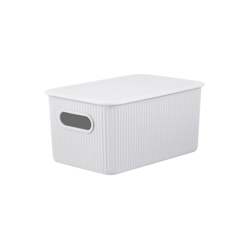 Panier en plastique nervuré, Blanc cassé, 1, H 5 po x l 7 po x P 10,5 po