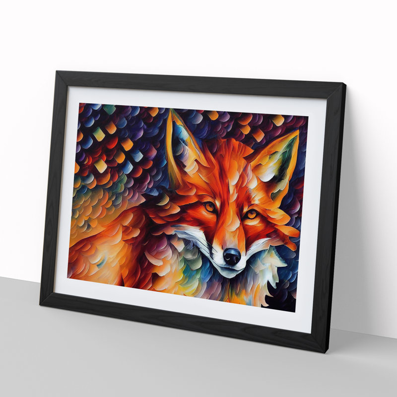 Fox Vol.1 - Single Picture Frame Painting, Black, 46cm H x 64cm W x 2cm D