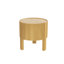 Table d'appoint ronde cannelée avec rangement pour le salon, bois d'hévéa massif, porte à fermeture en douceur, naturel, 19,6 po