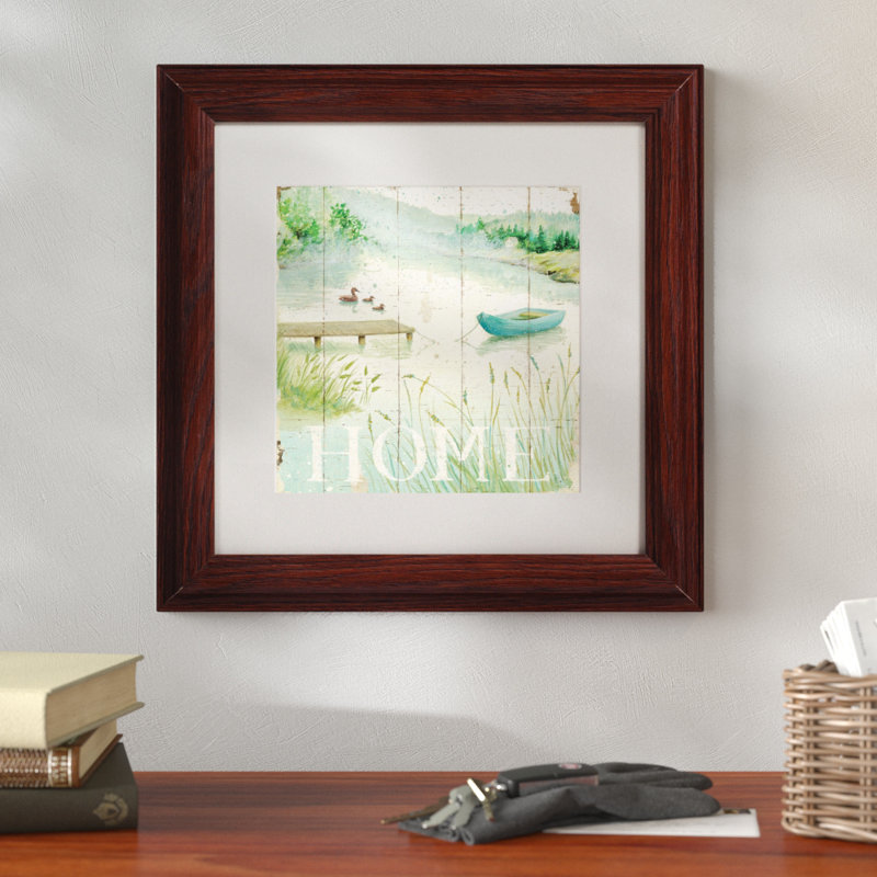 « lakeside i », reproduction d’art encadrée, H 11 po x l 11 po, Blanc, Cadre brun